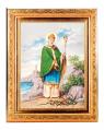  ST. PATRICK IN A FINE DETAILED SCROLL CARVINGS ANTIQUE GOLD FRAME 